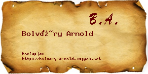 Bolváry Arnold névjegykártya